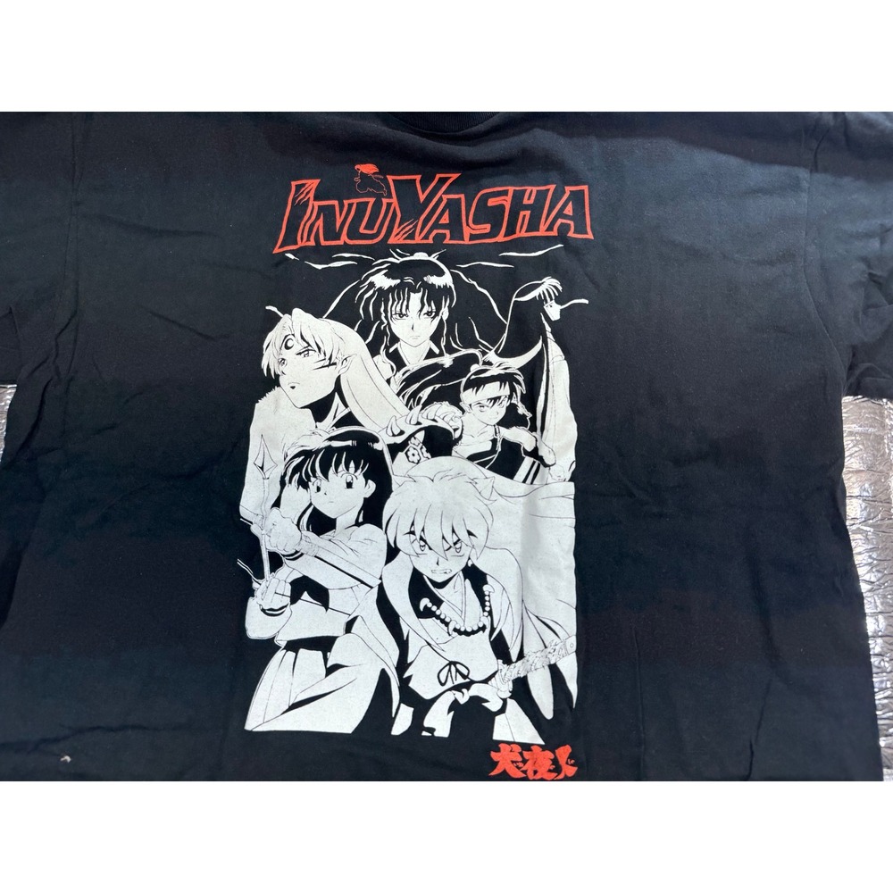 Inuyasha Anime Graphic T-Shirt Mens XXL Black Cotton 2009 Sunrise Print Tee